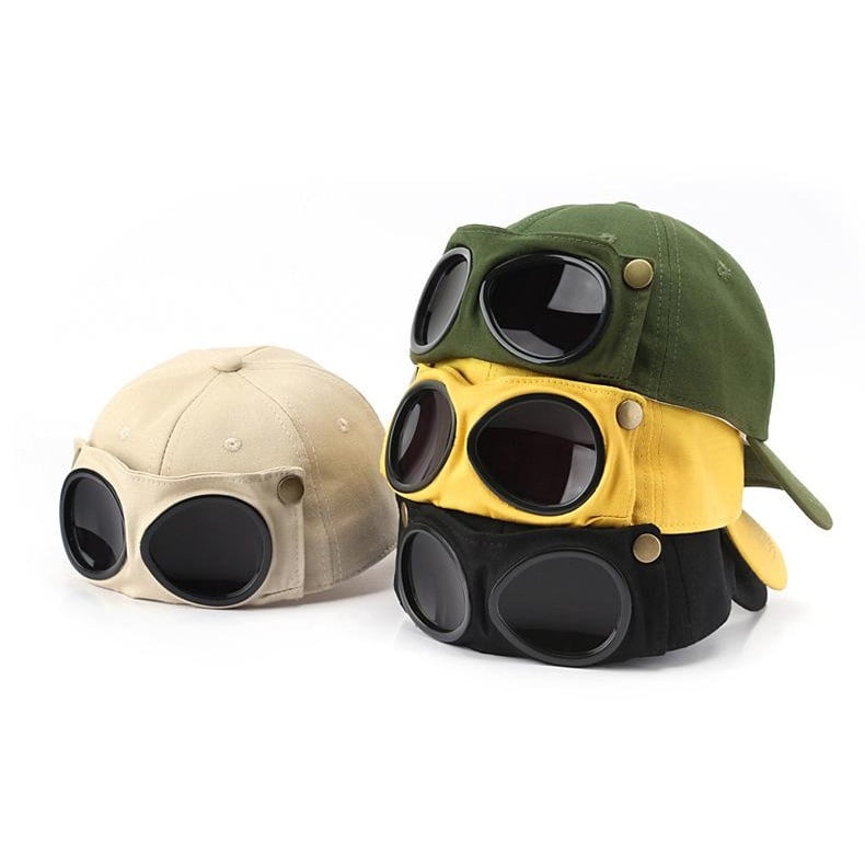 🤣Baseballkeps i pilotstil — med ögonglasögonhållare och retrodetaljer!