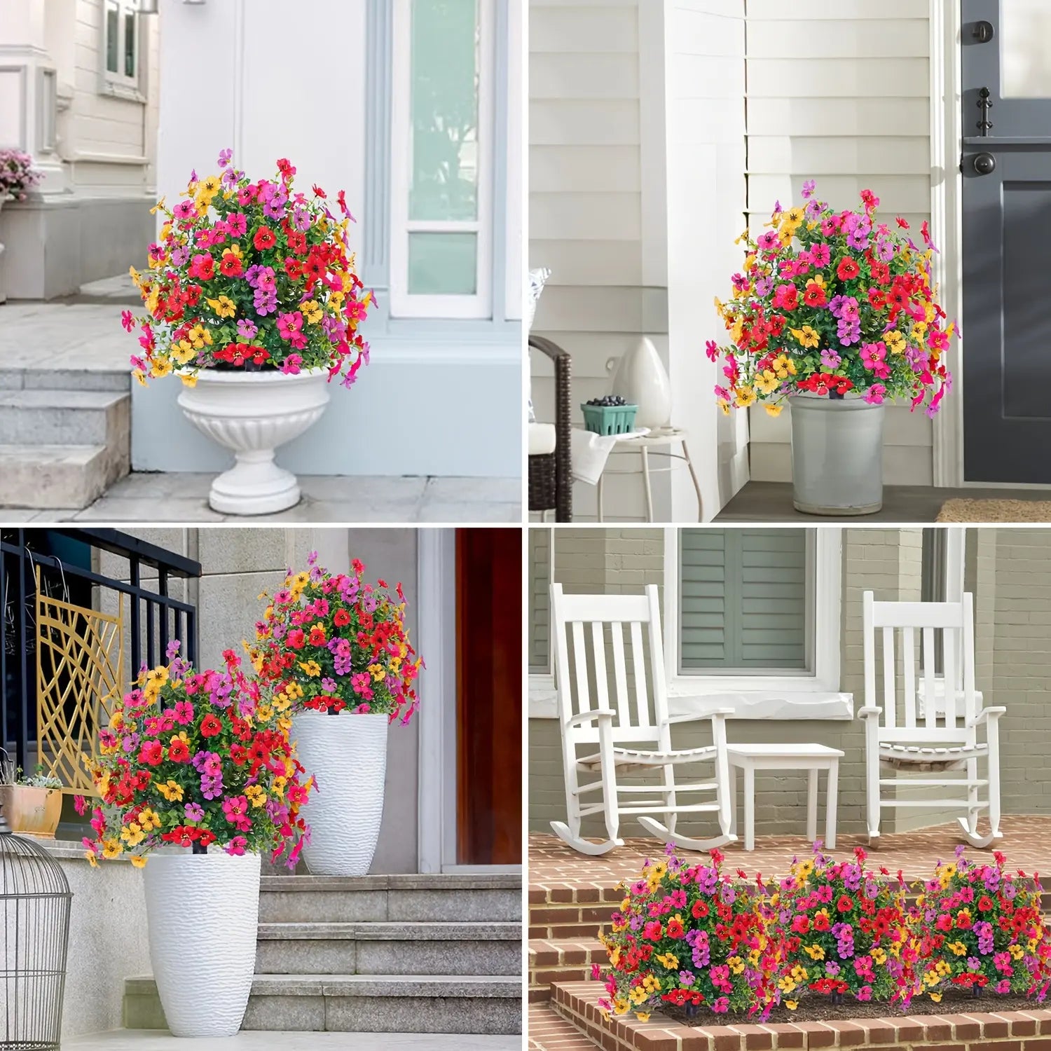 Blomsterdekoration med konstgjord eukalyptus och violer i jord