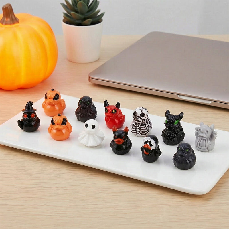 🎃🐤 Mini-ankor i harts till Halloween — 12 spöklika motiv, 1 tum stora små dekorationer