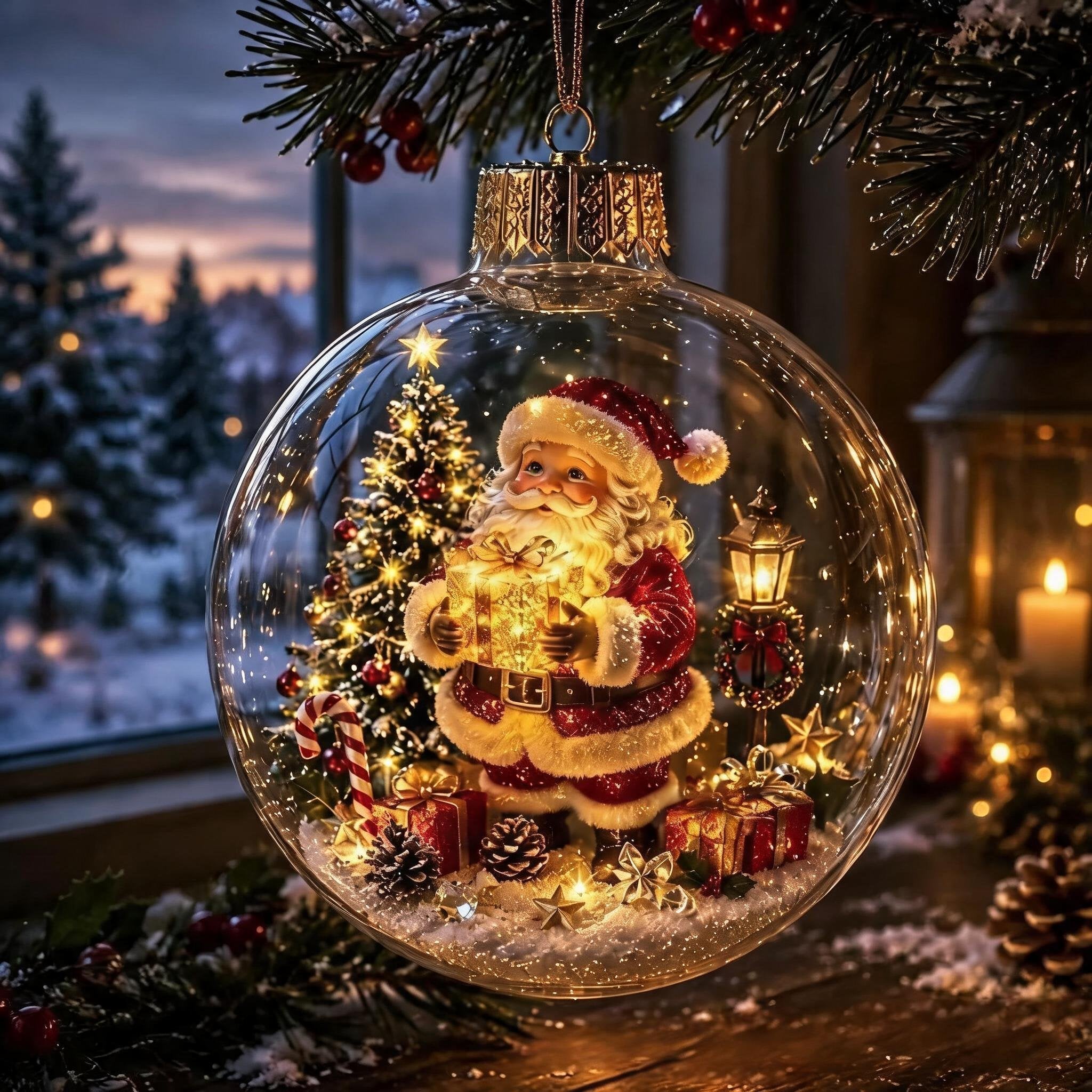 🎄Lysande juldiorama-julgranskula – En liten vintervärld i dina händer