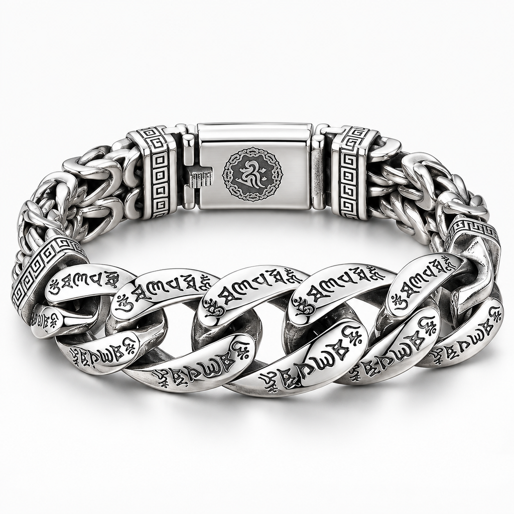 Retroarmband för män med ett mantra på sex stavelse