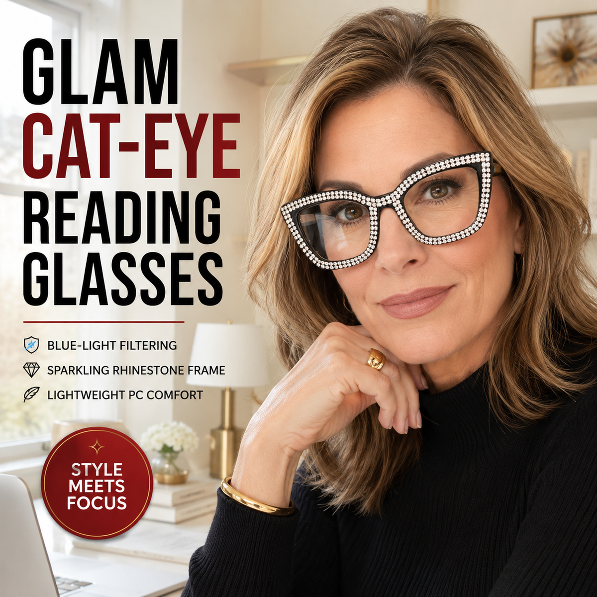 Cat Eye-läsglasögon med skydd mot blått ljus
