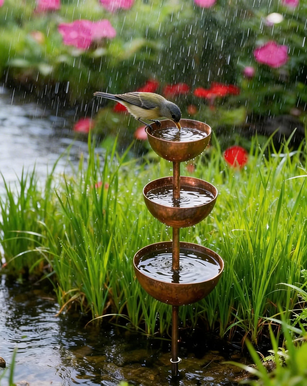 🌧️ Regnfångare – Växtstöd🐦 Trädgårdsdekoration i metall
