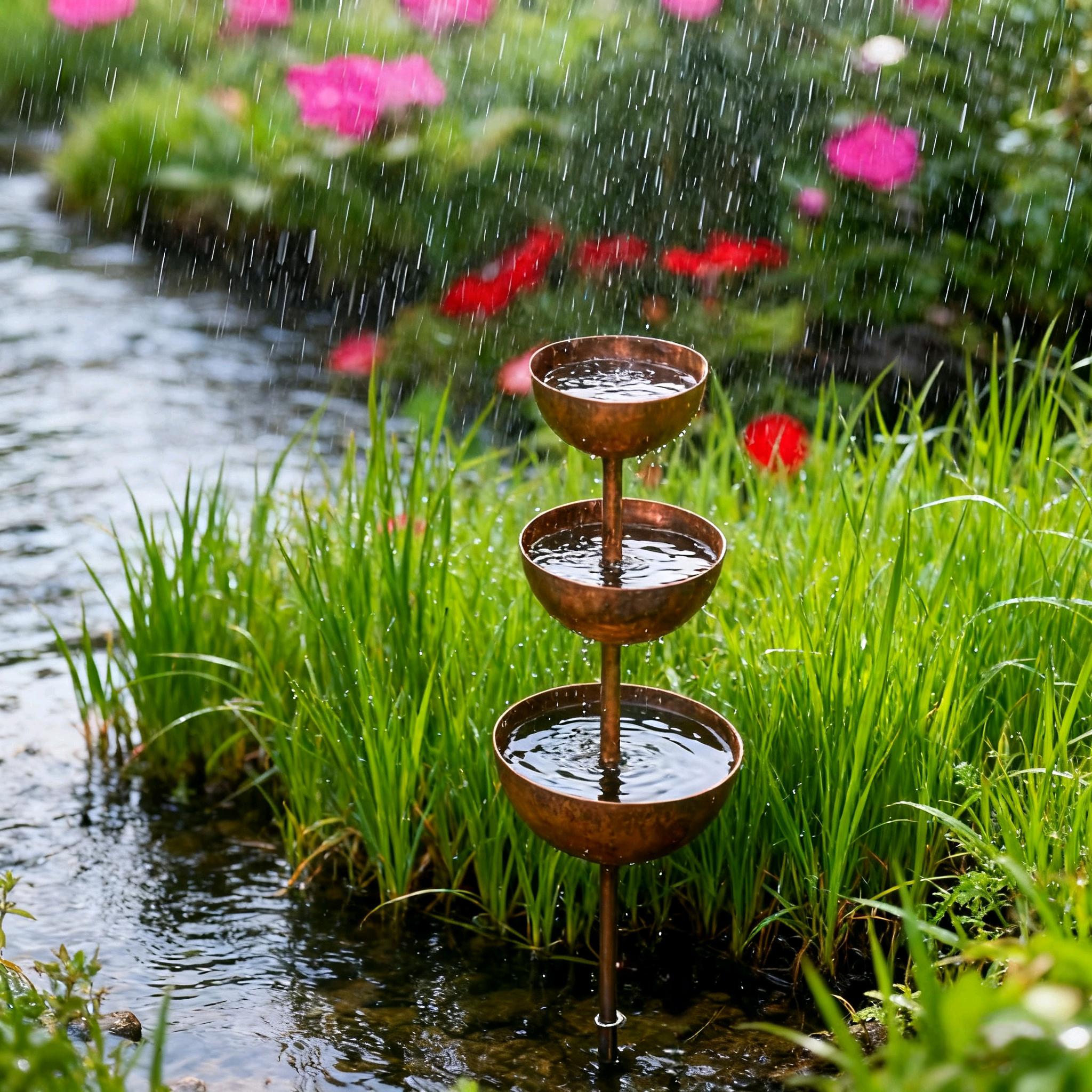 🌧️ Regnfångare – Växtstöd🐦 Trädgårdsdekoration i metall
