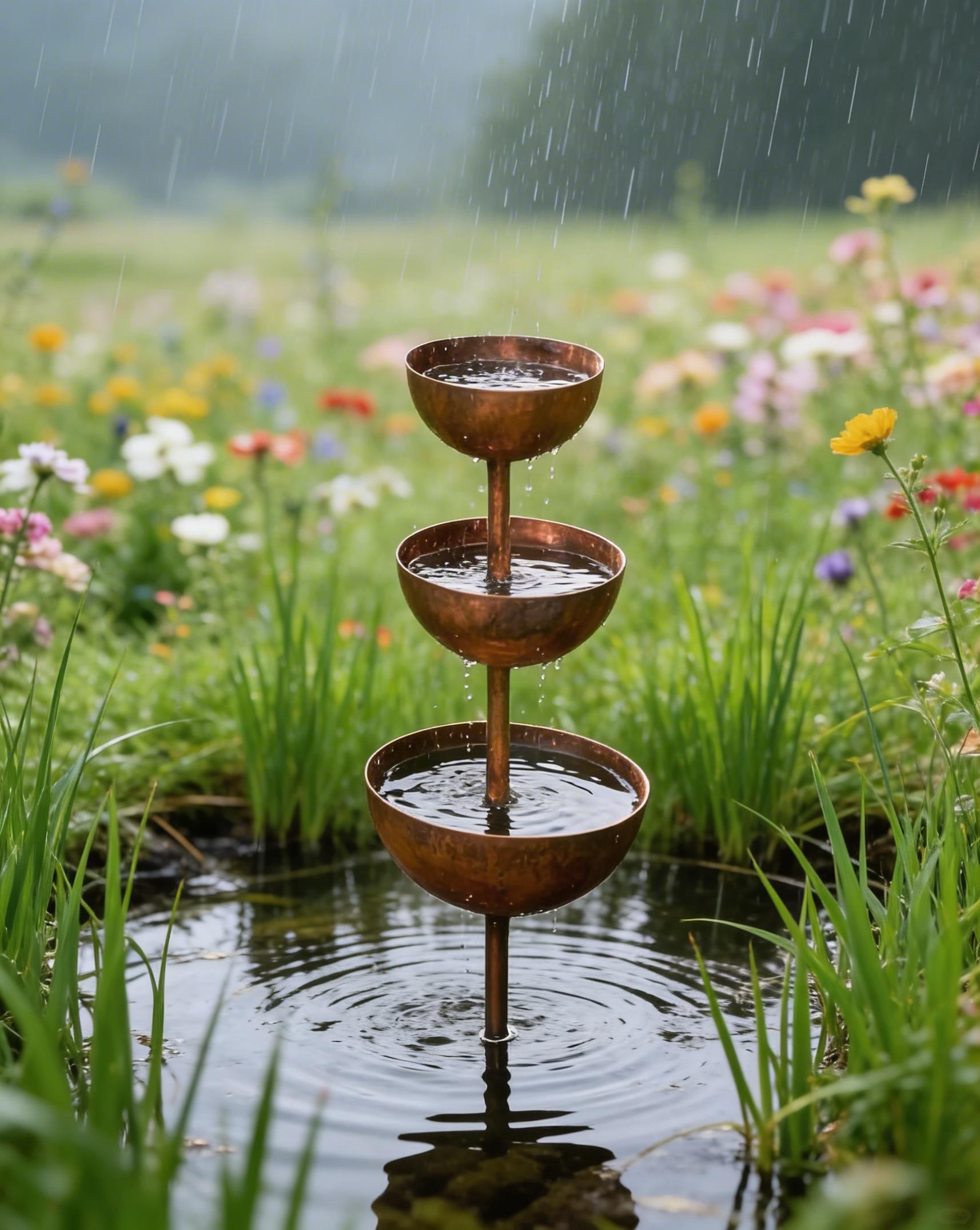 🌧️ Regnfångare – Växtstöd🐦 Trädgårdsdekoration i metall