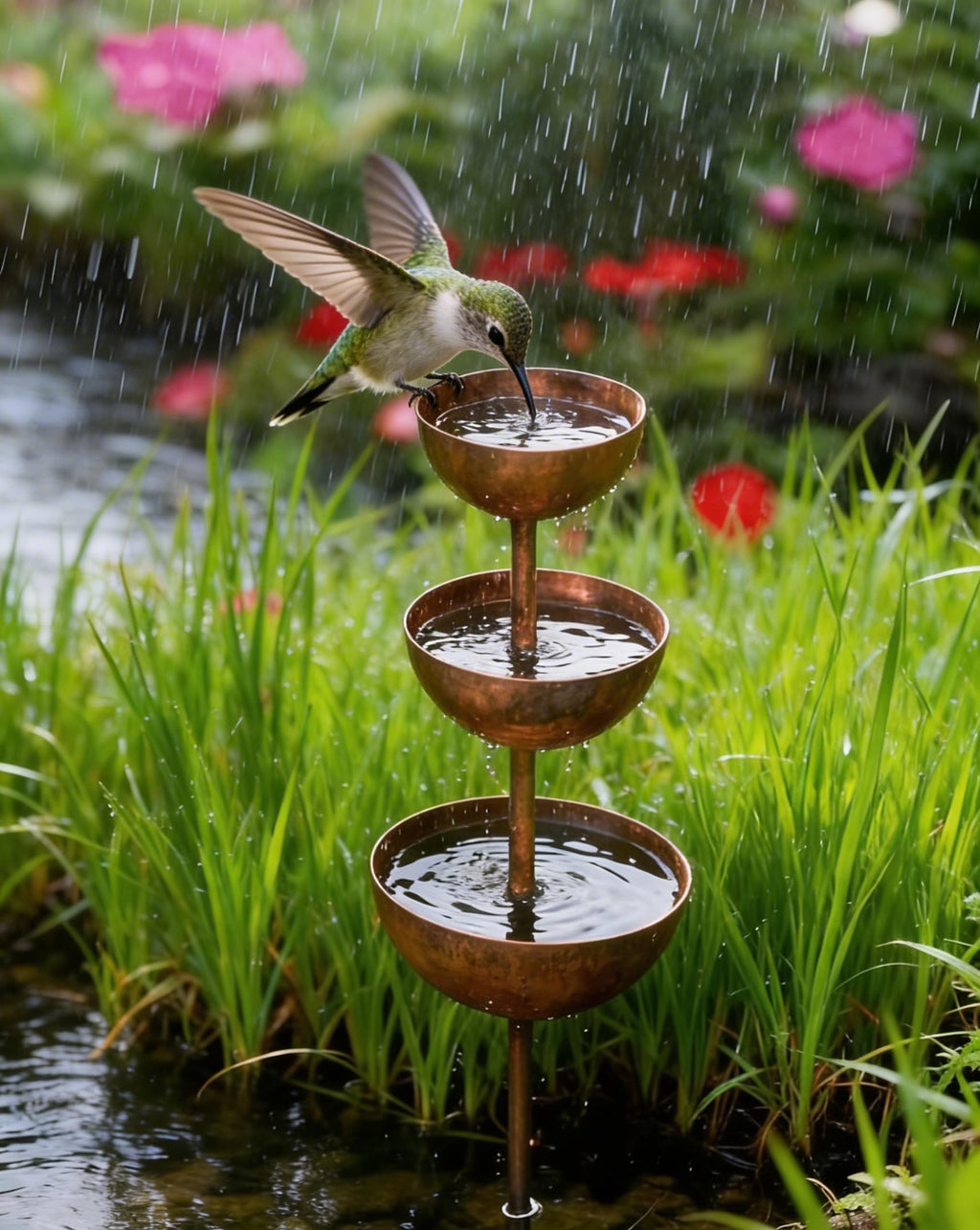 🌧️ Regnfångare – Växtstöd🐦 Trädgårdsdekoration i metall