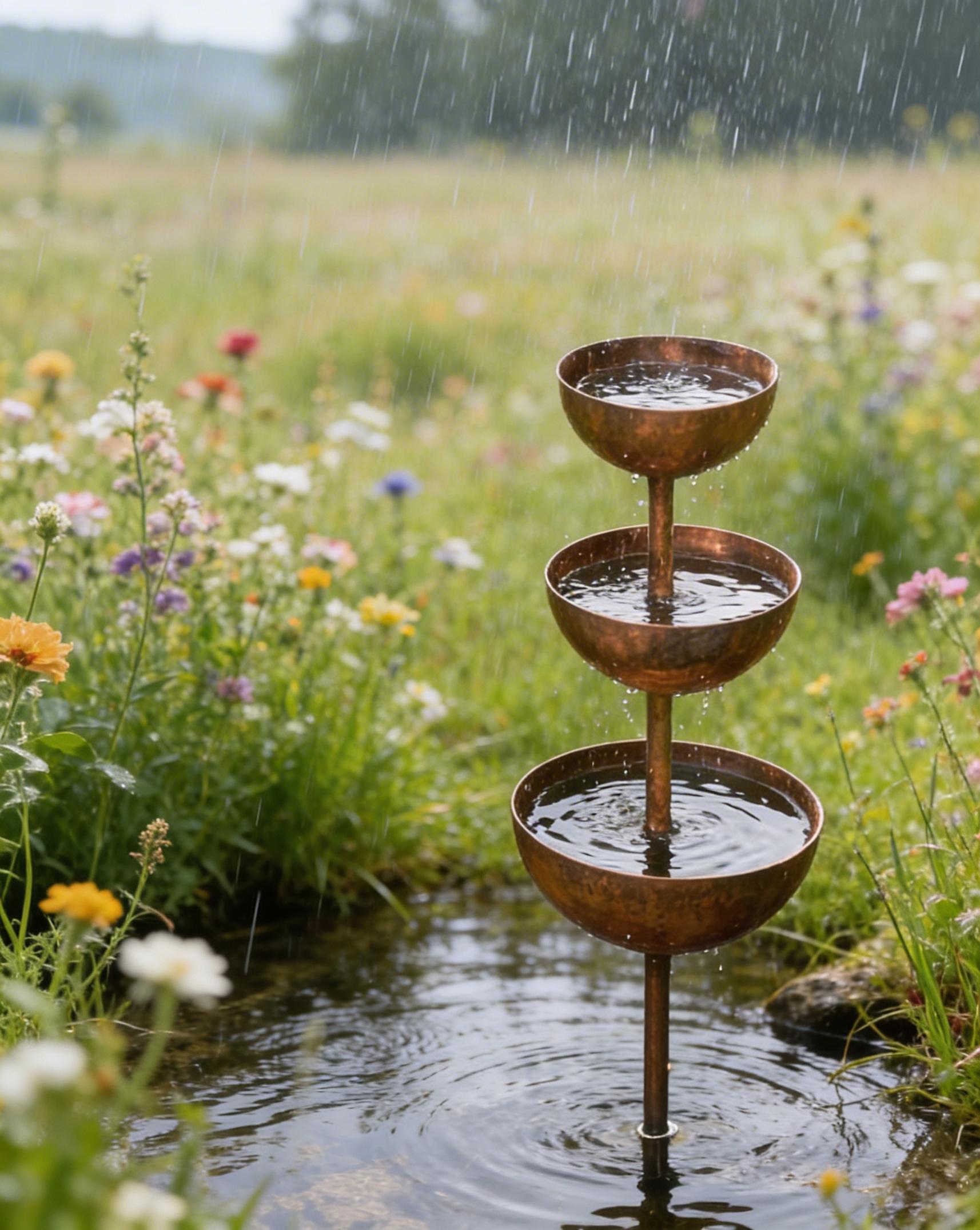 🌧️ Regnfångare – Växtstöd🐦 Trädgårdsdekoration i metall