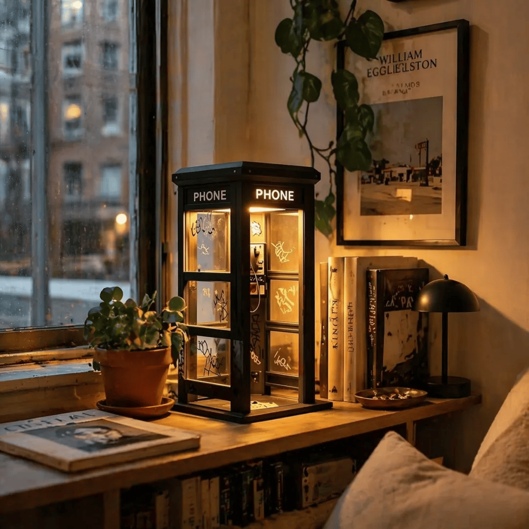 📞50 % RABATT JUST NU✨Stämningsbelysning i form av en vintage telefonkios