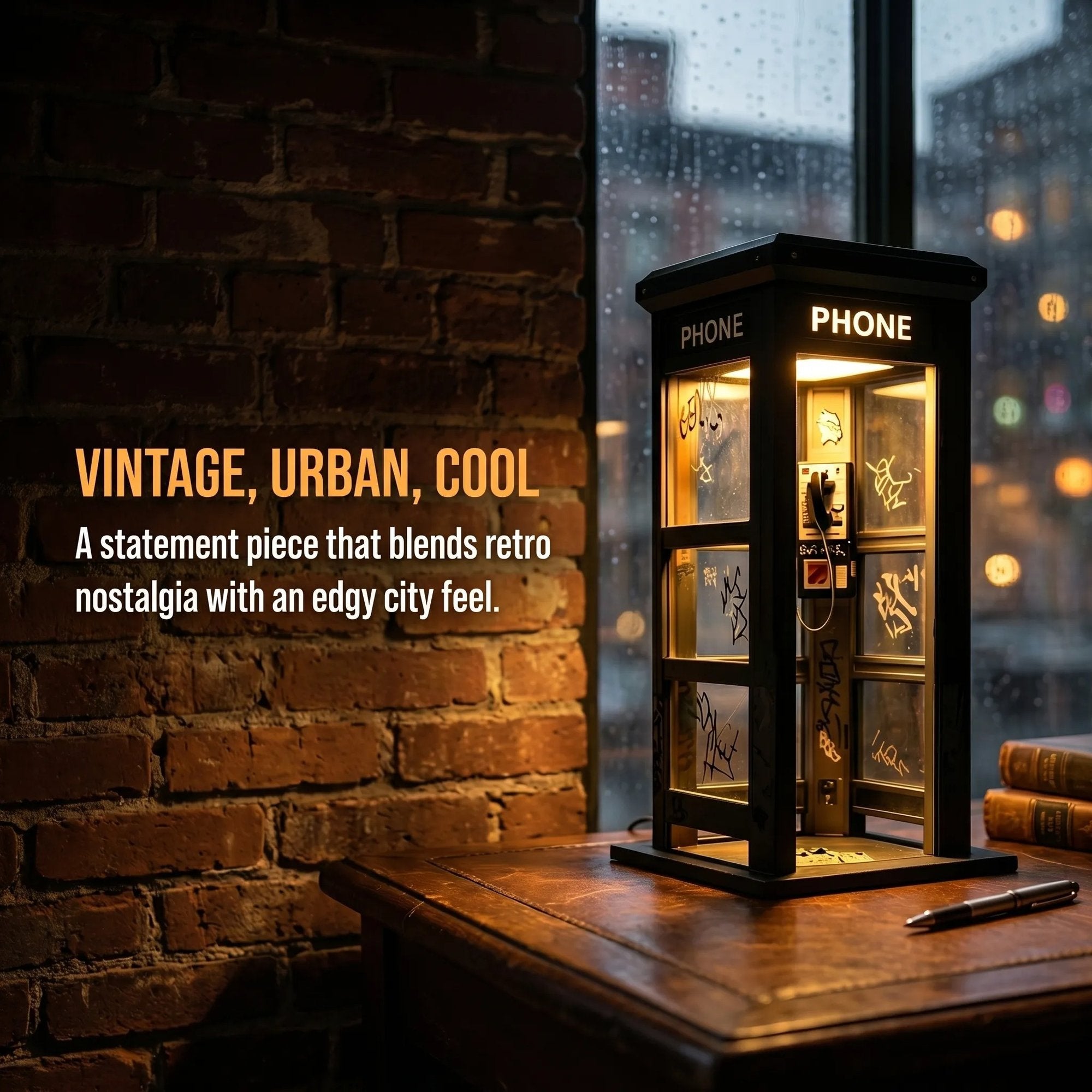 📞50 % RABATT JUST NU✨Stämningsbelysning i form av en vintage telefonkios