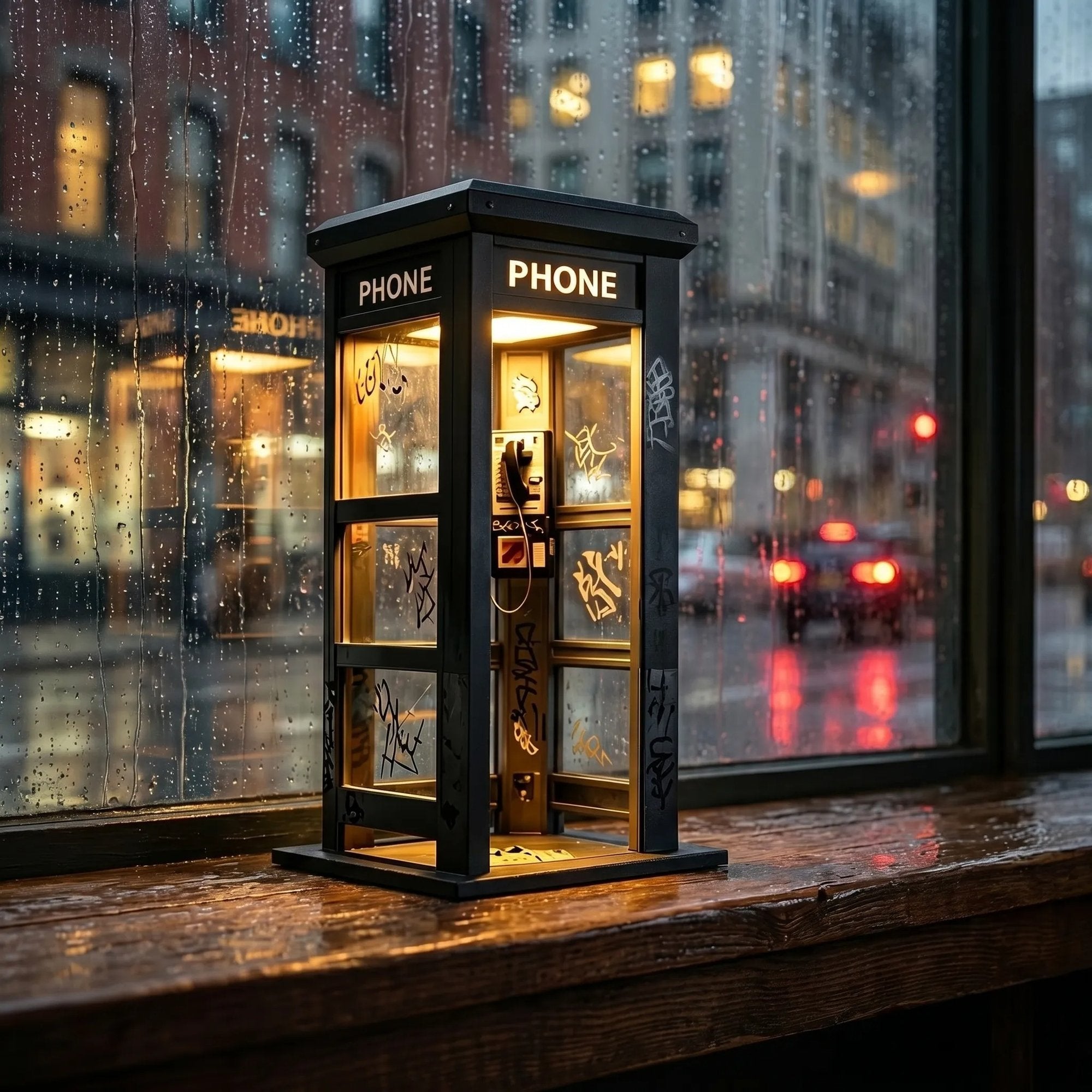 📞50 % RABATT JUST NU✨Stämningsbelysning i form av en vintage telefonkios