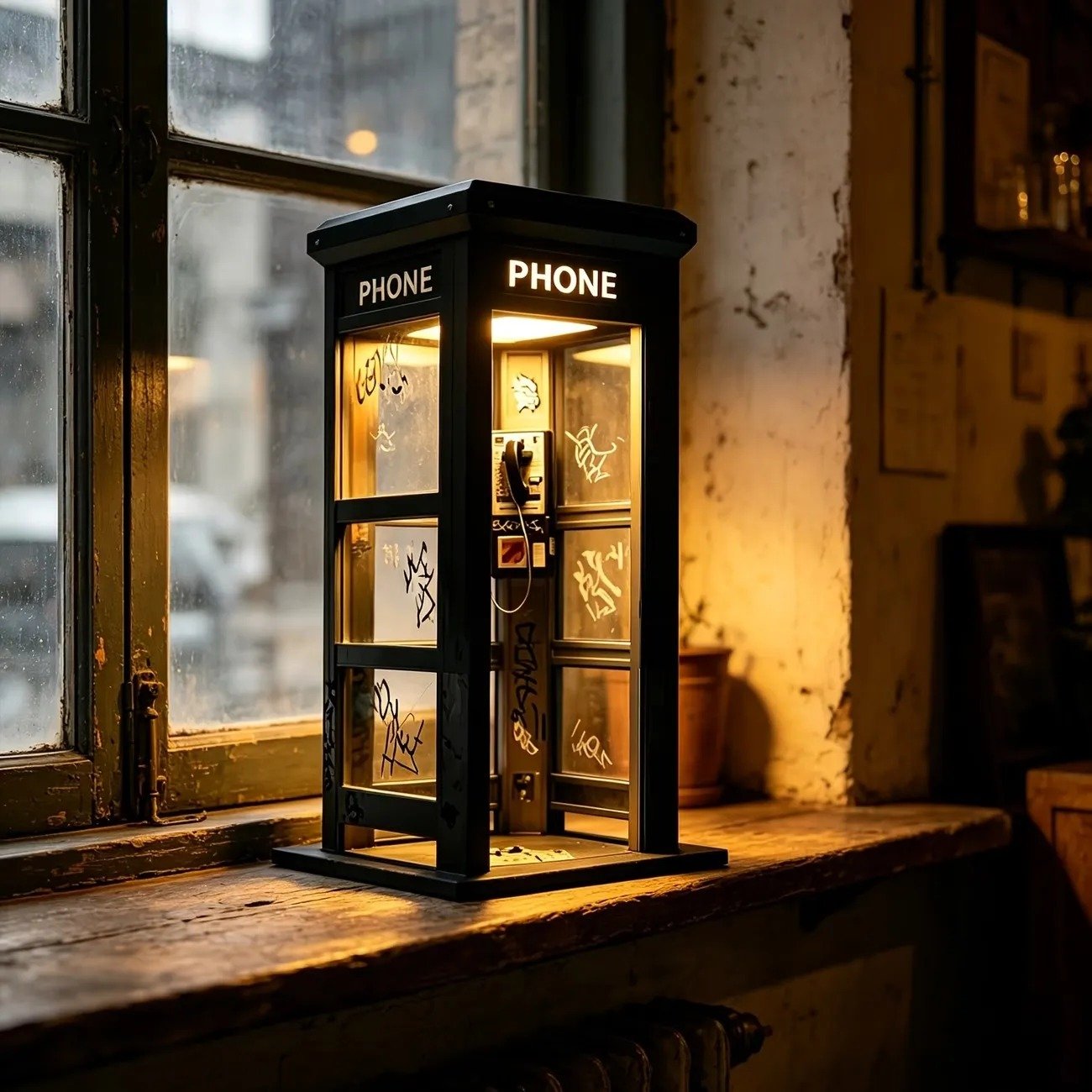 📞50 % RABATT JUST NU✨Stämningsbelysning i form av en vintage telefonkios