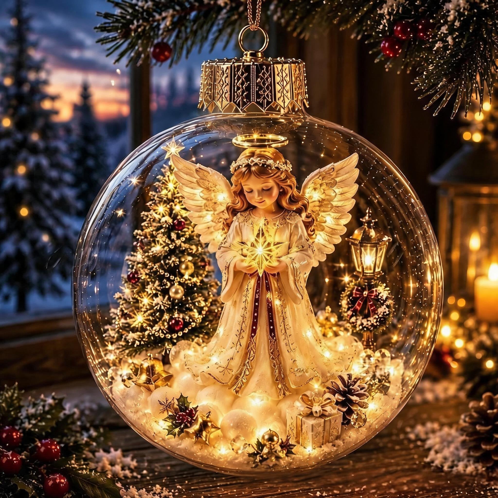🎄Lysande juldiorama-julgranskula – En liten vintervärld i dina händer