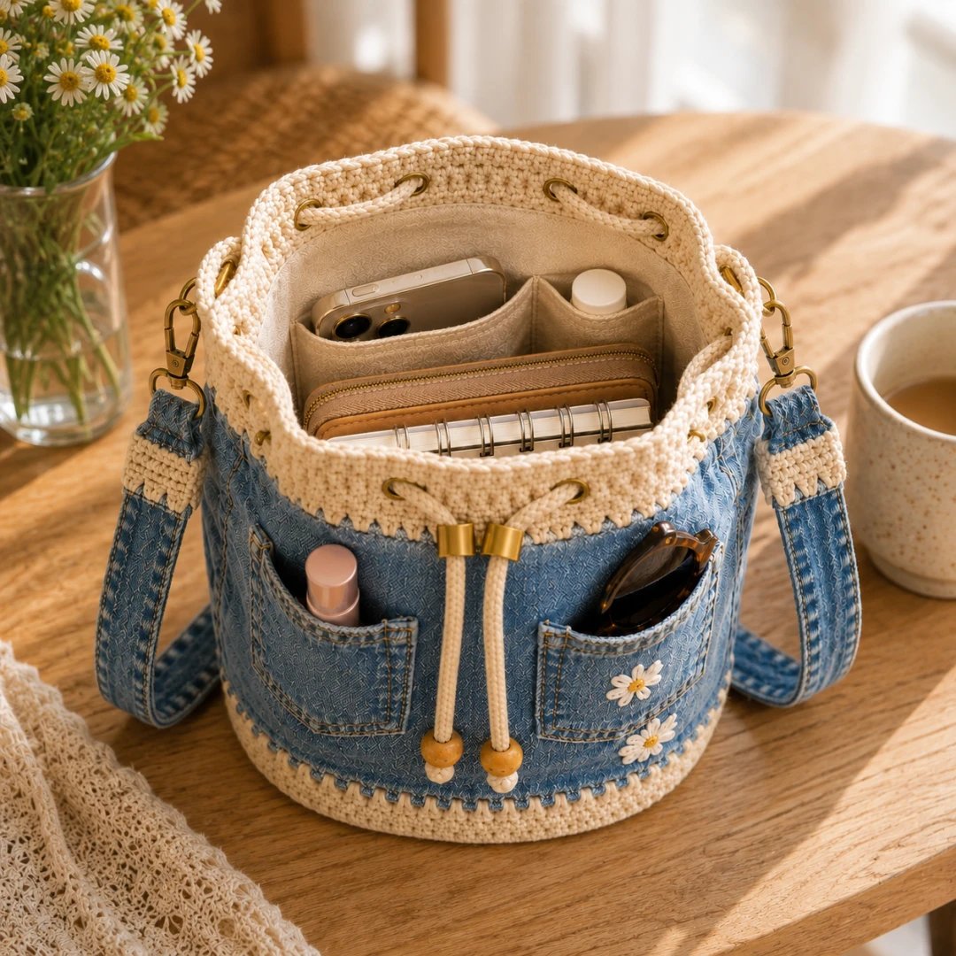 🔥REA – 50 % RABATT✨👜Vävd väska i denim