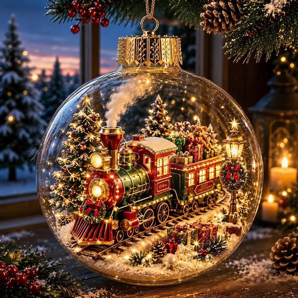 🎄Lysande juldiorama-julgranskula – En liten vintervärld i dina händer