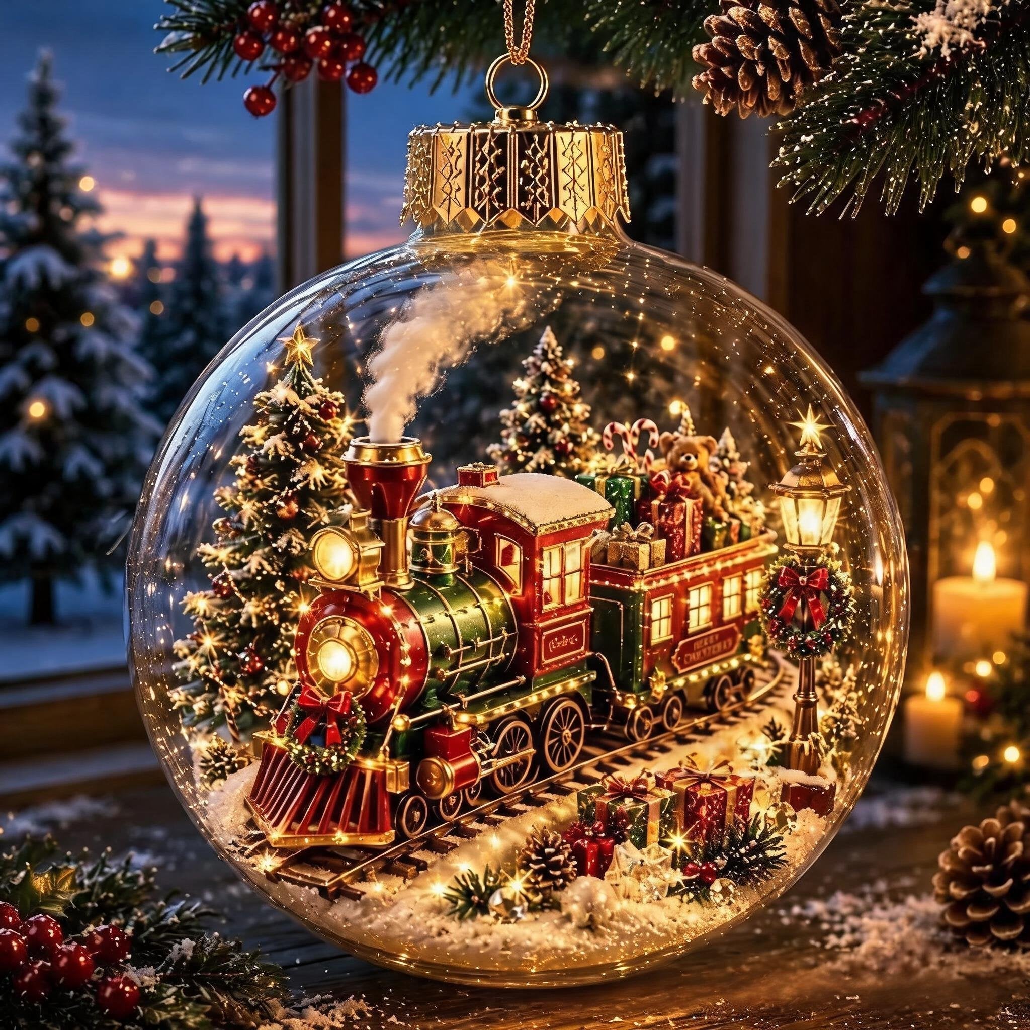 🎄Lysande juldiorama-julgranskula – En liten vintervärld i dina händer