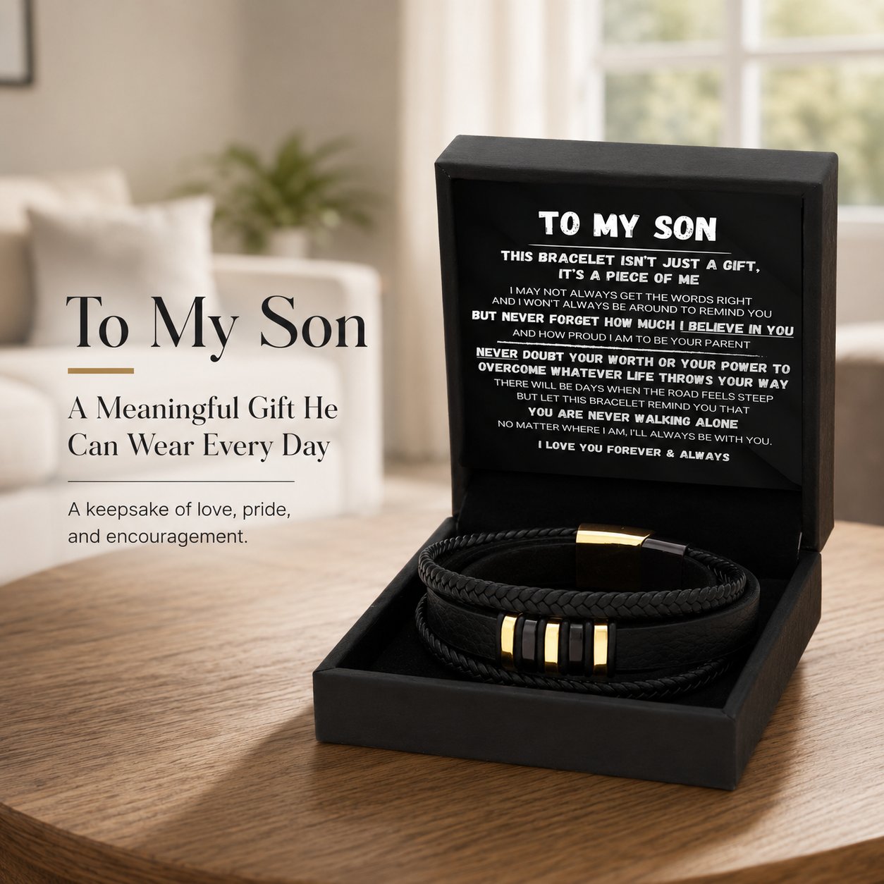 Till min son – ”Never Walk Alone”-set med flätade armband 🖤