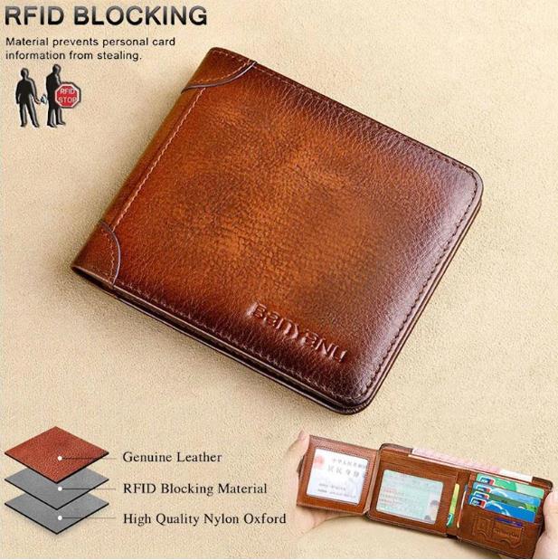 💼 LIMITED TIME 40% OFF! 🛡️ Genuine Leather RFID Blocking Wallet – Waterproof, Slim, Large Capacity 🔐