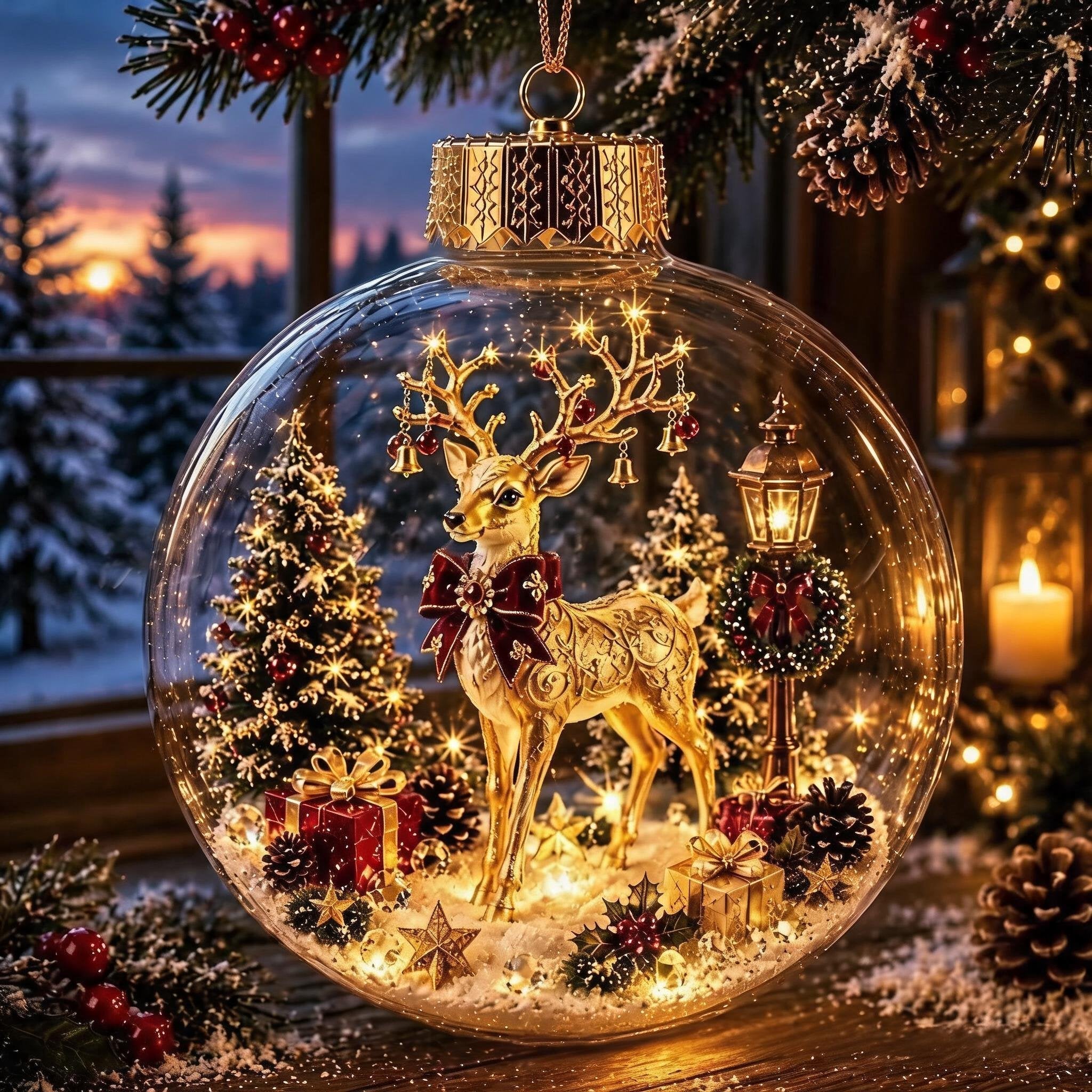 🎄Lysande juldiorama-julgranskula – En liten vintervärld i dina händer