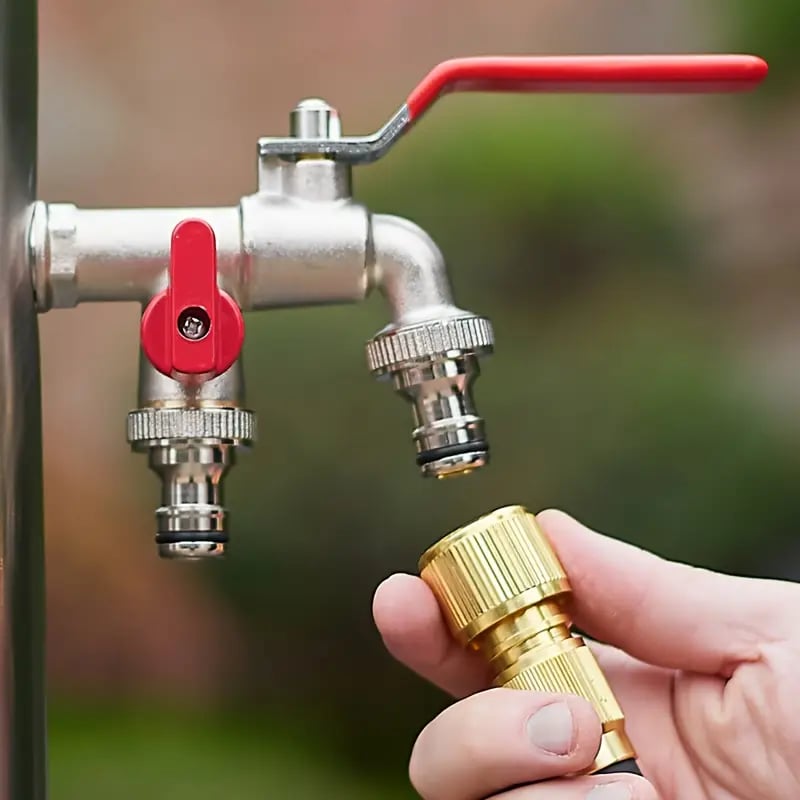 🔥 BLIXTREA: 50 % RABATT! ⚙️ Universell trädgårdskran i rostfritt stål med dubbla utlopp – separata ventiler, tålig och enkel att installera 🚰