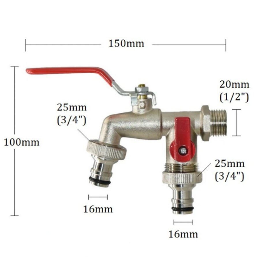 🔥 BLIXTREA: 50 % RABATT! ⚙️ Universell trädgårdskran i rostfritt stål med dubbla utlopp – separata ventiler, tålig och enkel att installera 🚰