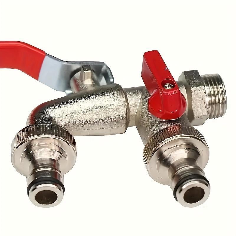 🔥 BLIXTREA: 50 % RABATT! ⚙️ Universell trädgårdskran i rostfritt stål med dubbla utlopp – separata ventiler, tålig och enkel att installera 🚰