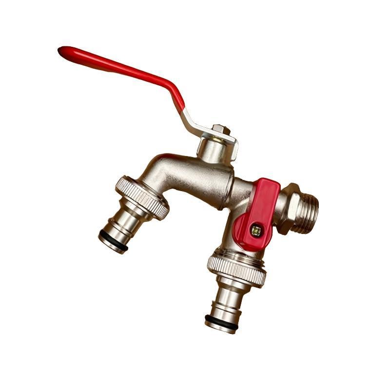 🔥 BLIXTREA: 50 % RABATT! ⚙️ Universell trädgårdskran i rostfritt stål med dubbla utlopp – separata ventiler, tålig och enkel att installera 🚰
