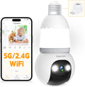 🔥Helt ny uppgradering✨4MP säkerhetskamera med glödlampa, 5G och 2,4 GHz trådlös utomhus- och inomhuskamera med mörkerseende