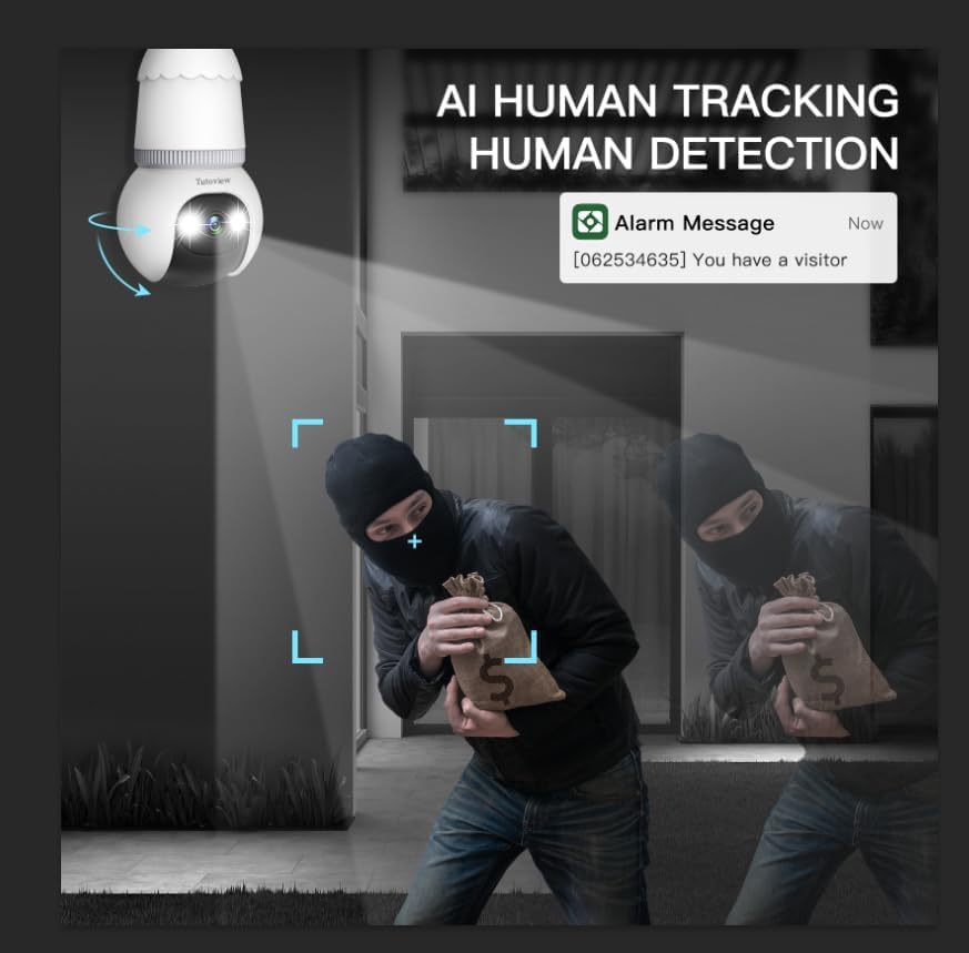 🔥Helt ny uppgradering✨4MP säkerhetskamera med glödlampa, 5G och 2,4 GHz trådlös utomhus- och inomhuskamera med mörkerseende