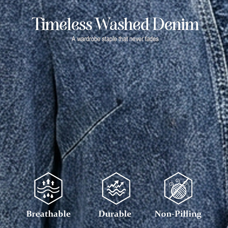 🧥 BEGRÄNSAD TID: 50 % RABATT! ✨ Dammjeansjacka – öppen framsida, volangkant, lätt, klassisk tvätt ✨