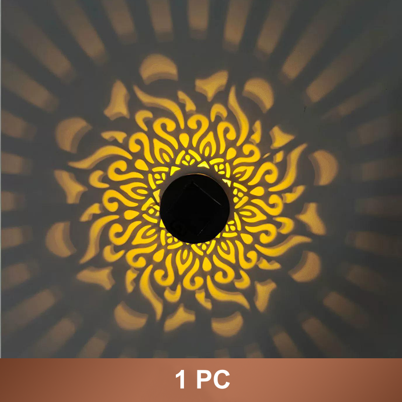 🌞 NU 50 % RABATT! 🌀 Mandala-sollampa – Vackra mönsterprojektioner, dubbel funktion för montering på golv och vägg, vattentät enligt IP65 samt automatisk på-/avstängning