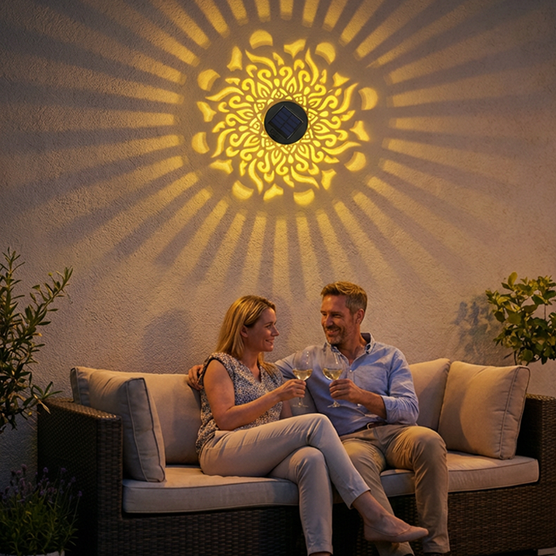 🌞✨ Solcellsdriven mandala-projektorlampa