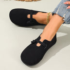 🔥 Slip-On Platta Skor i Konstmocka för Dam – Tidlös Repknutdesign i Svart & Beige 🍂