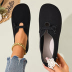🔥 Slip-On Platta Skor i Konstmocka för Dam – Tidlös Repknutdesign i Svart & Beige 🍂