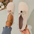 🔥 Slip-On Platta Skor i Konstmocka för Dam – Tidlös Repknutdesign i Svart & Beige 🍂