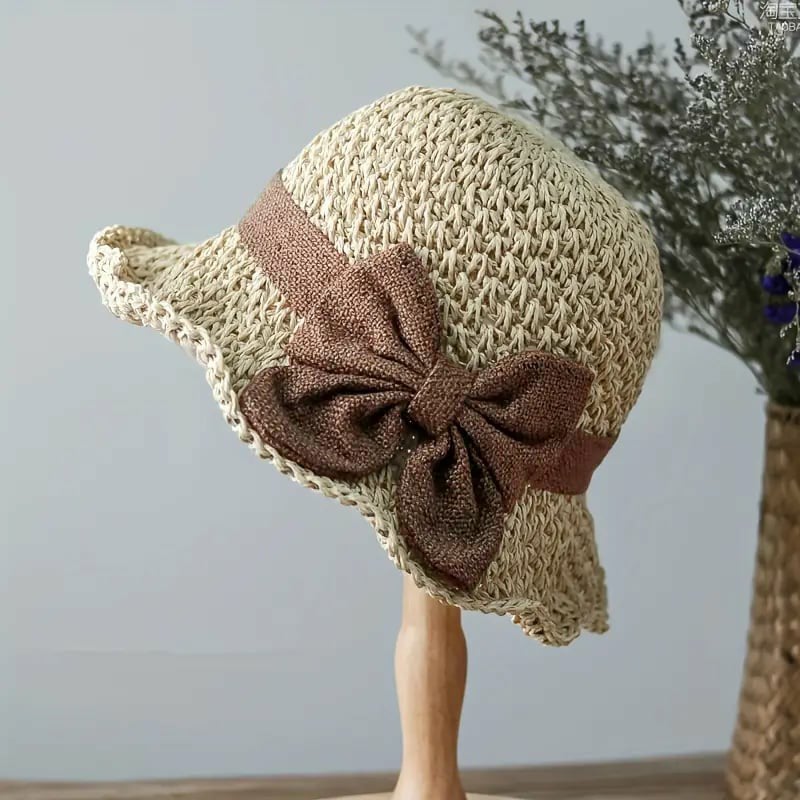 🎀 50 % RABATT 👒 | Halmhatt med retrorosett – hopfällbar och luftig för sommaren