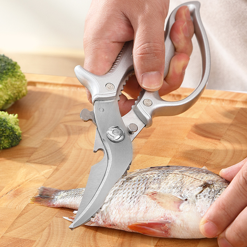 Kraftig multifunktionssax för köket – 4-i-1-verktyg med fiskskrapa, flasköppnare och säkerhetslås 🔪
