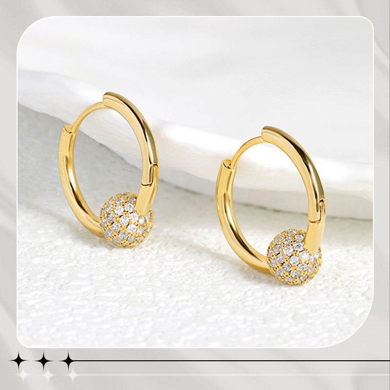 💫 BEGRÆNSET TILBUD: 50 % RABAT! 💍 Guldøreringe med cirkel og lille kugle – delikate, lette og alsidige ✨