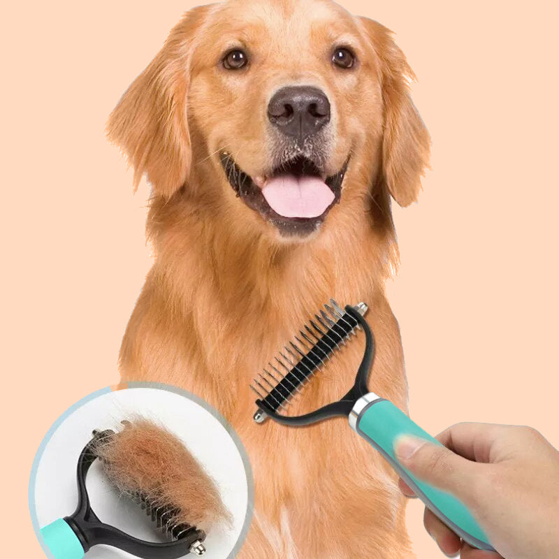 🐾 BLIXTREA: 50 % RABATT! ✨ Dubbelsidig borsta för pälsvård – dubbelsidig, ergonomisk och skonsam för hundar och katter 🐶