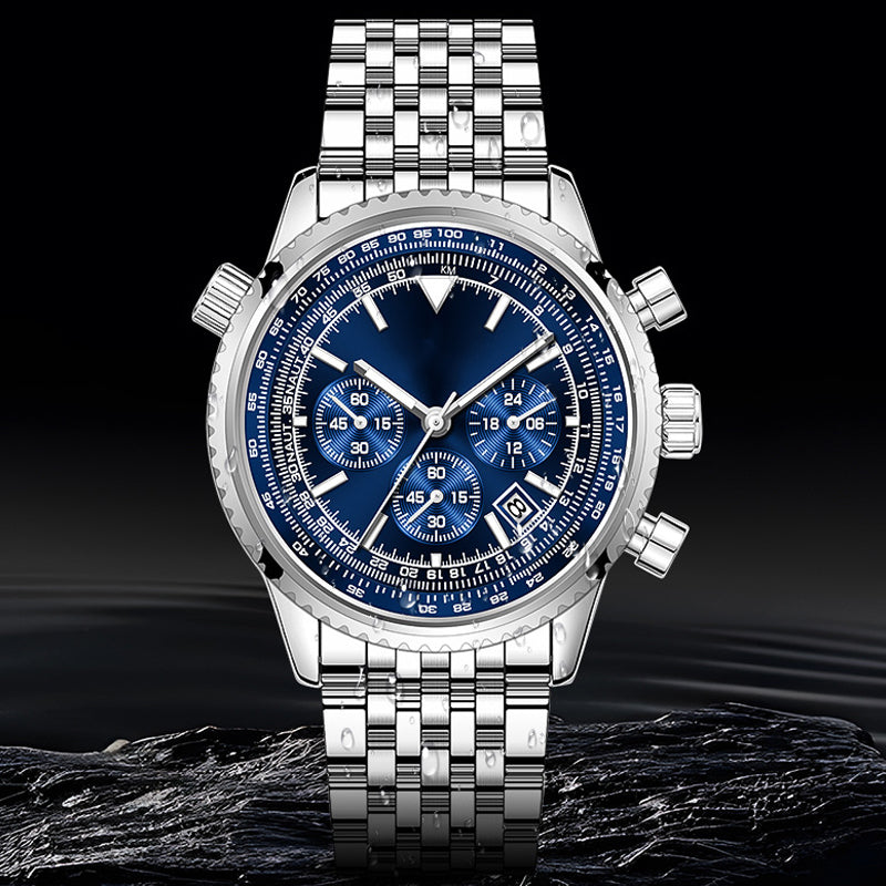 ⌚ BEGRÄNSAD TID: 60 % RABATT! ✨ Klassisk multifunktionell affärsklocka för män – rostfritt stål, kronograf, vattentät till 30 meter 📅