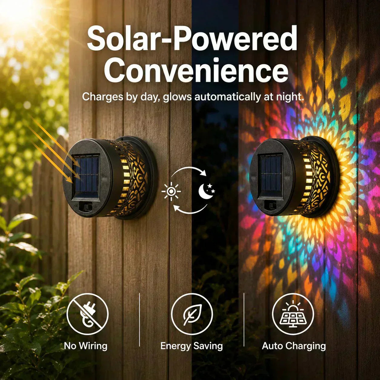 🌞 NU 50 % RABATT! 🌀 Mandala-sollampa – Vackra mönsterprojektioner, dubbel funktion för montering på golv och vägg, vattentät enligt IP65 samt automatisk på-/avstängning