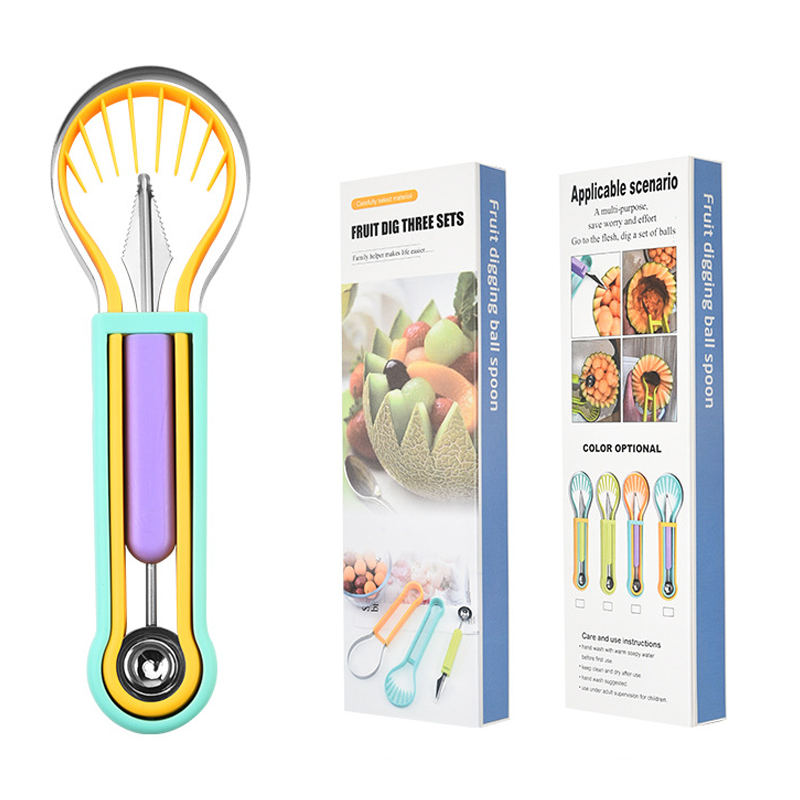 🍉🍈🥄 TIDSBEGRÄNSAT ERBJUDANDE: 50 % RABATT! Multifunktionellt fruktskär- och skopset – Skär och skopa ur vattenmelon, melon och mer – Perfekt för fruktsallader, sommarfester och barnens mellanmål 🎉