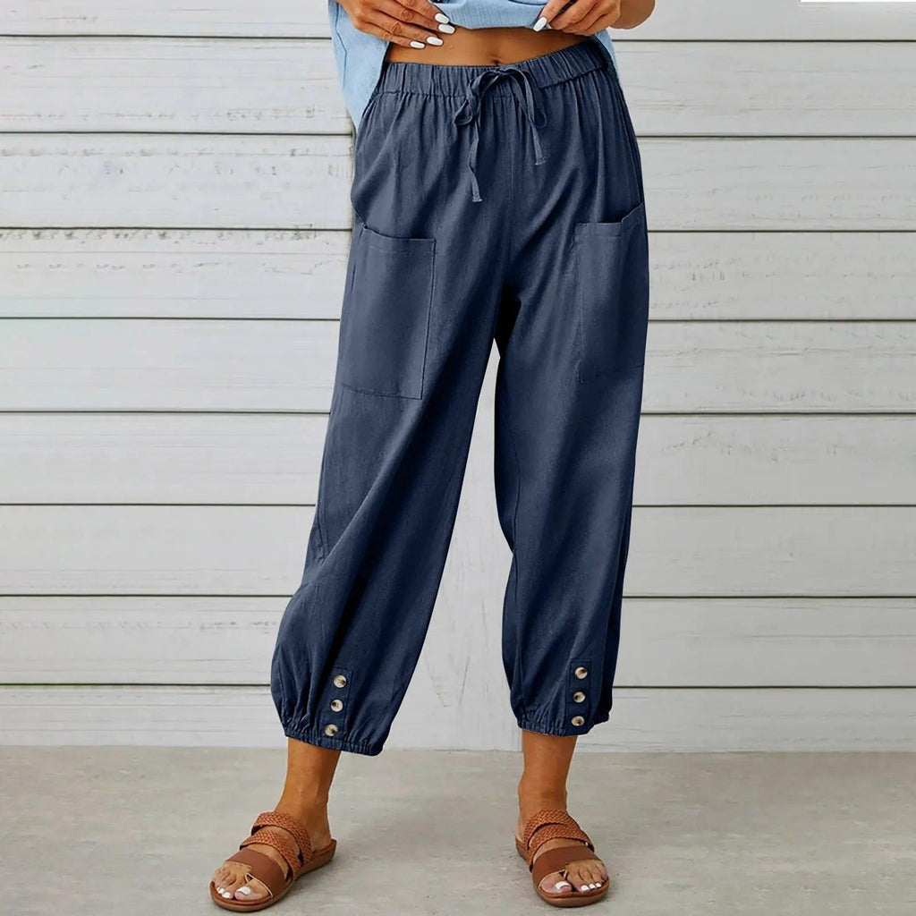 2026 Nya sommarbyxor i bomull och linne för kvinnor, Nine Minute Pants